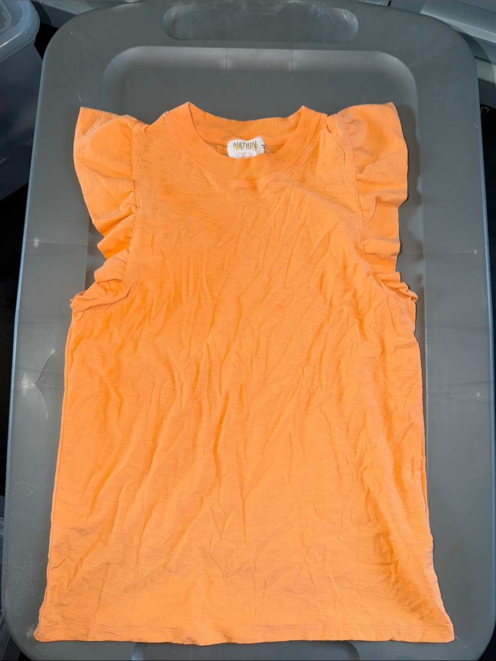 Nation LTD Orange Ruffle Sleeve Short Sleeve Tee